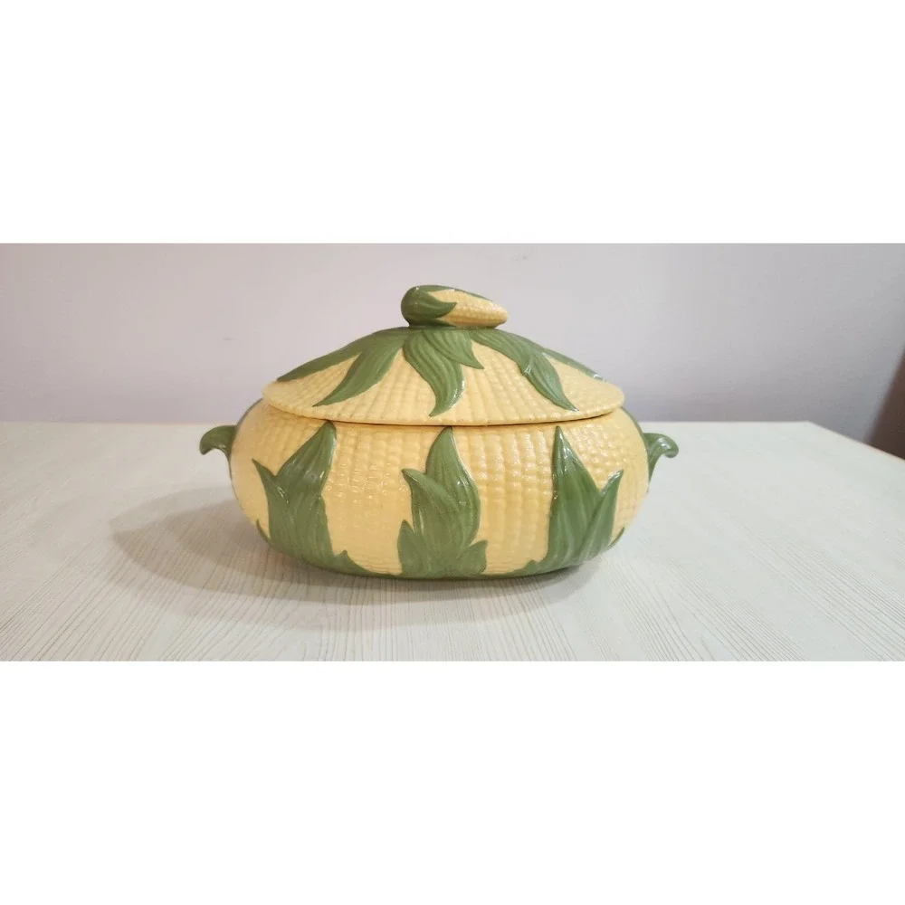 PORCELAIN CORN-ON-THE-COB DESIGN ART TUREEN 10
